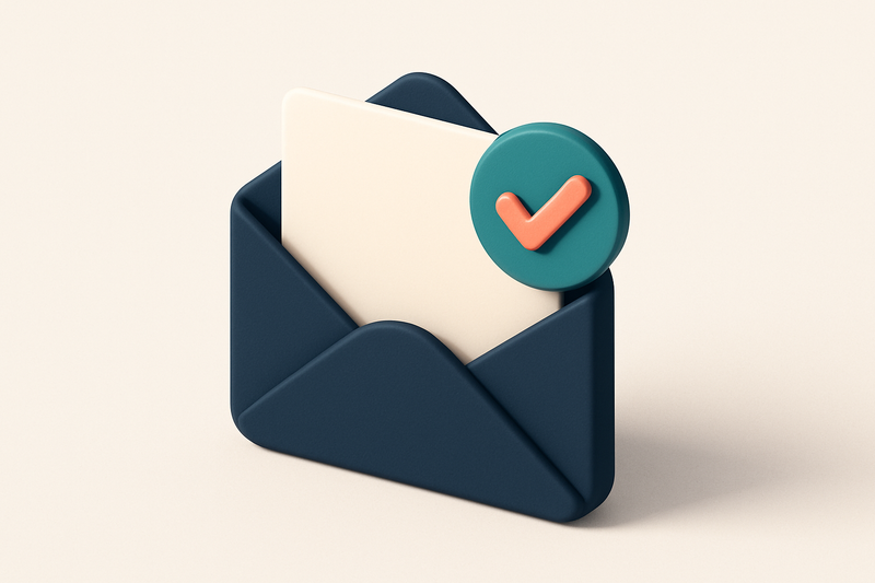 Hero: a single envelope with a checkmark inside
