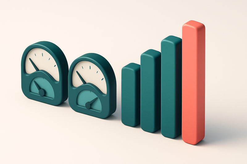 a row of four gauges showing signal strength, with one at zero