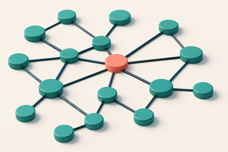 a network of small circular nodes connected by lines
