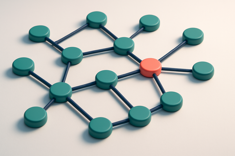 a network of small circular nodes connected by lines