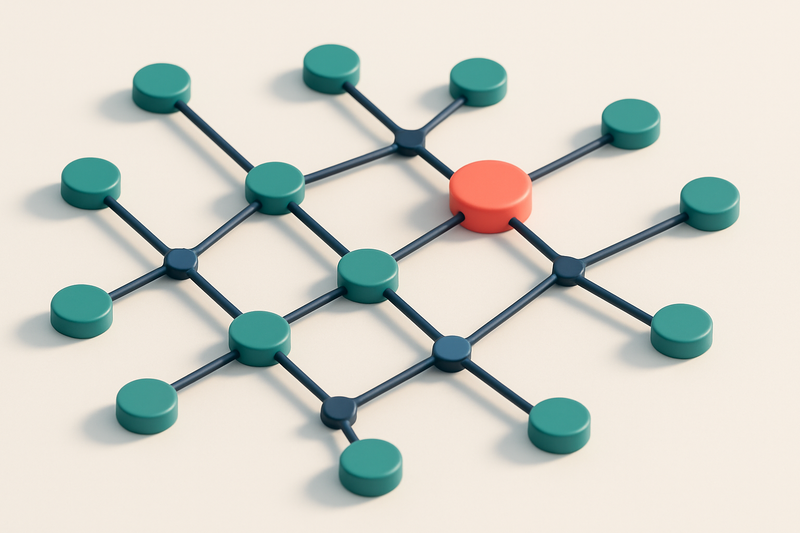 a network of small circular nodes connected by lines