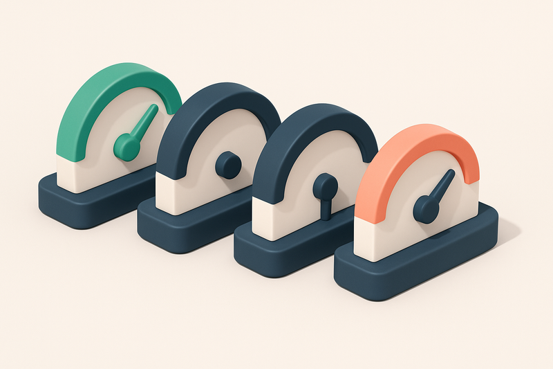 a row of four gauges with labels indicating 'valid', 'invalid', 'catch-all', 'risky'