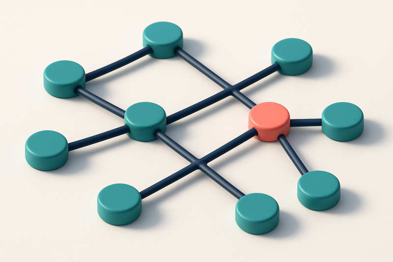 a network of small circular nodes connected by lines