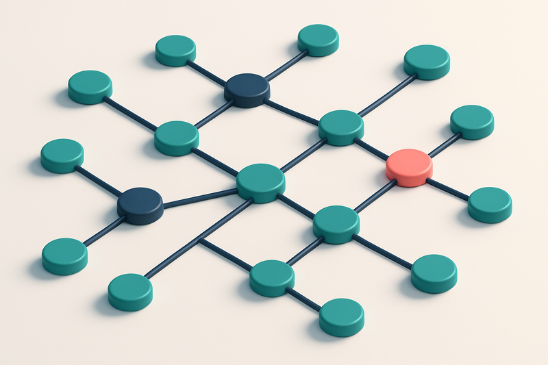 a network of small circular nodes connected by lines