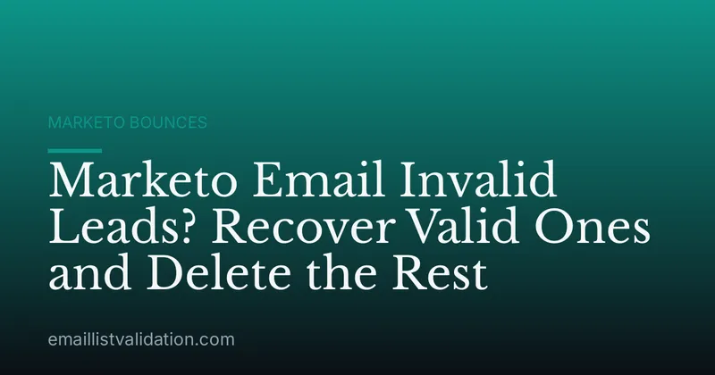 Marketo Email Invalid Leads? Recover Valid Ones and Delete the Rest