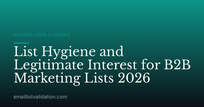 List Hygiene and Legitimate Interest for B2B Marketing Lists 2026