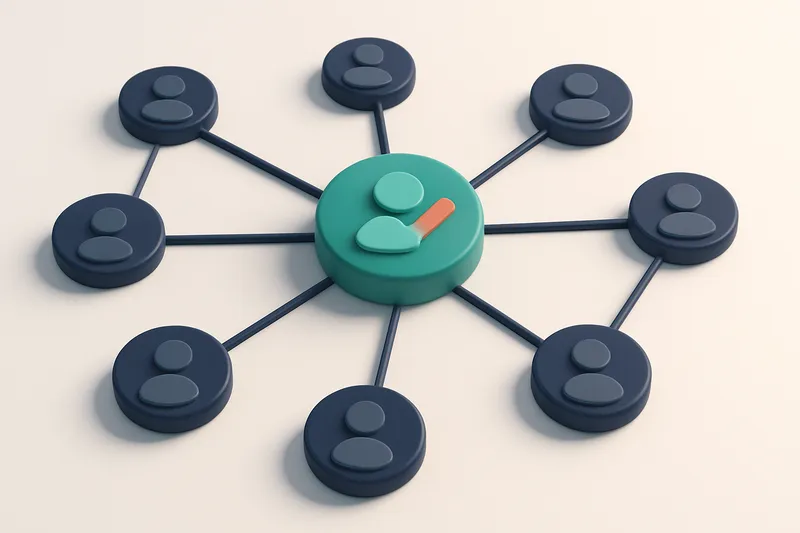 a network of small circular nodes connected by lines, representing verified contacts in an academic database