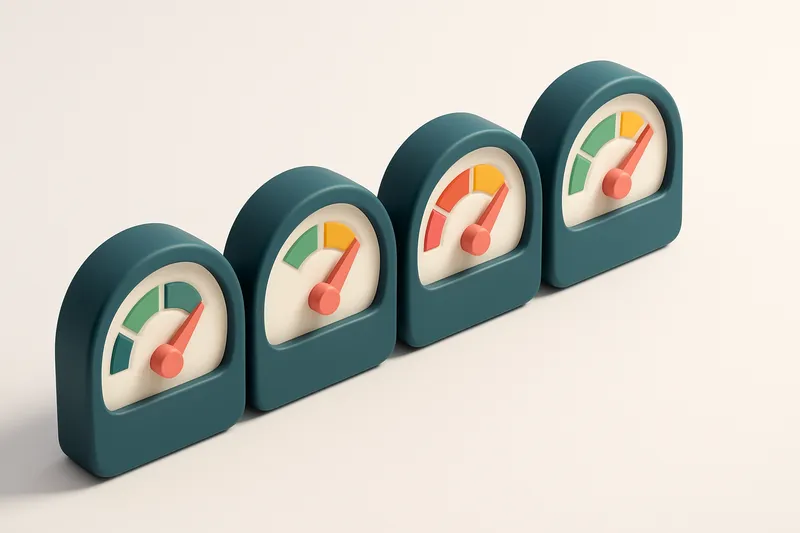 a row of four gauges labeled 'Validation', 'Deliverability', 'Risk', 'Accuracy' with green, yellow, red indicators