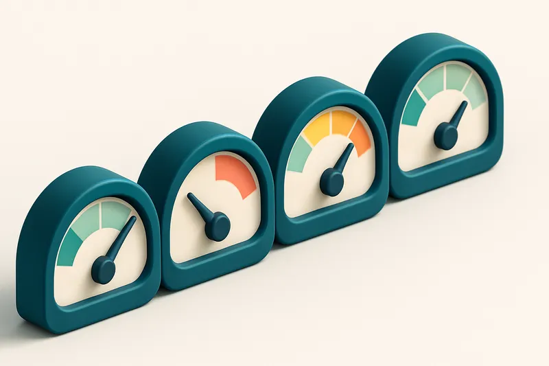 A row of four gauges, each showing different status levels: valid, invalid, risky, catch-all