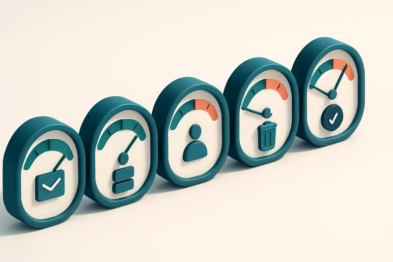 a row of five gauges, each showing a different email validation metric (syntax, MX, role, disposable, catch-all)