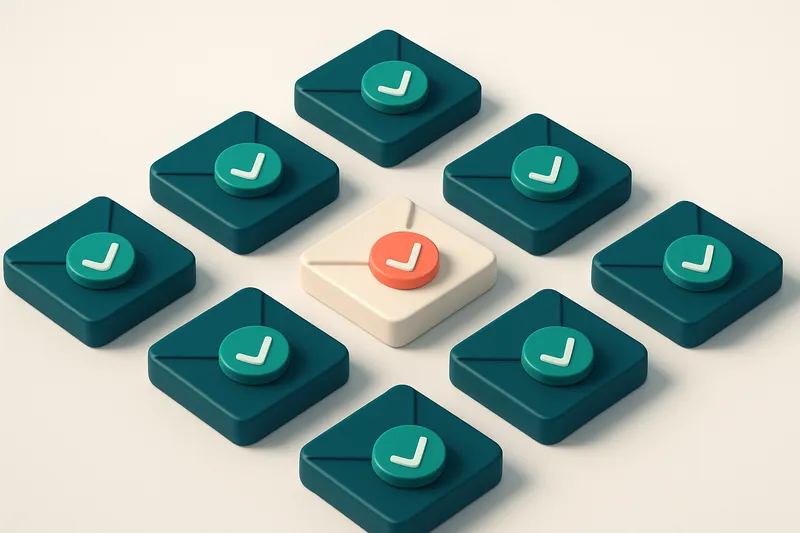 a grid of envelope icons with checkmarks, arranged in a clean 3x3 pattern