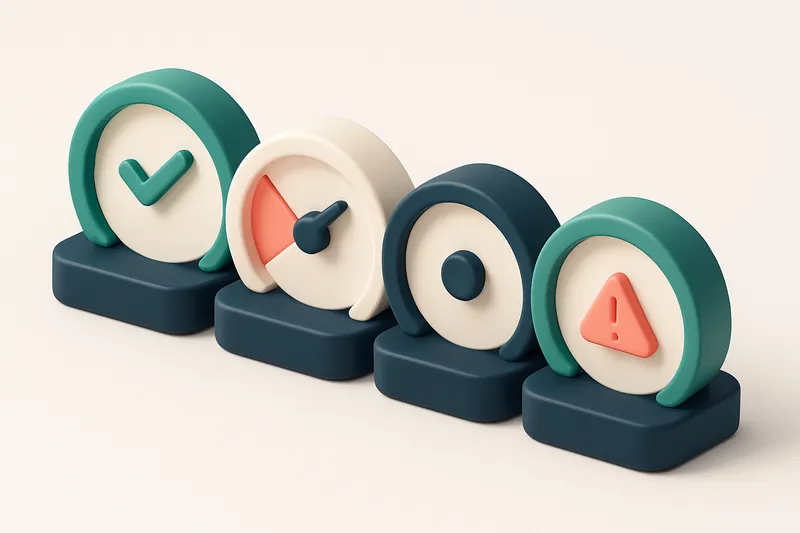 a row of four gauges, each showing a different verification status (valid, invalid, catch-all, risky)