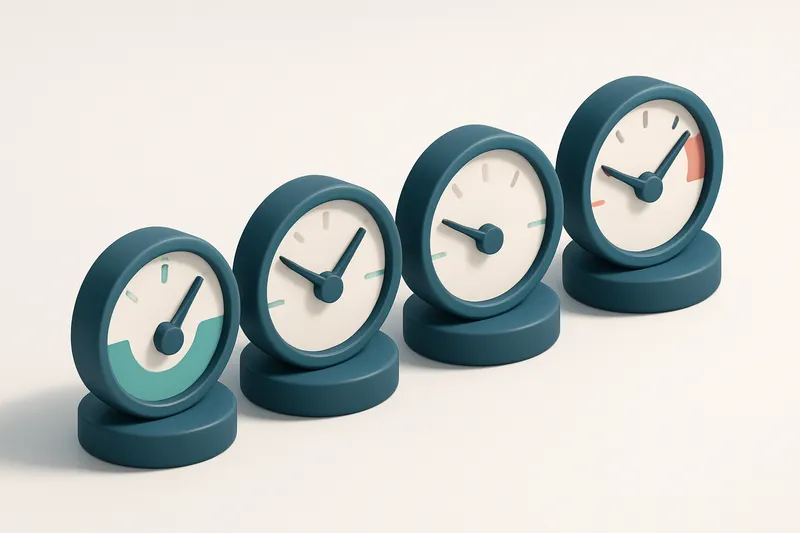 a row of four gauges showing high, medium, low, and red zones