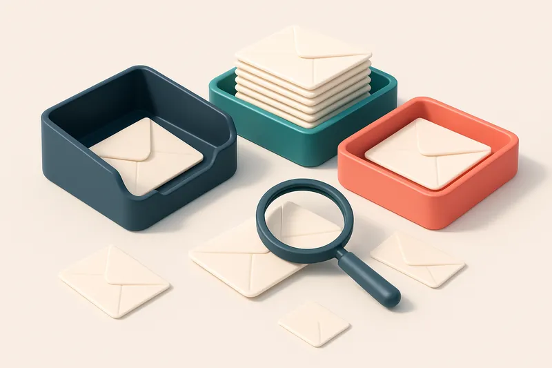 An isometric view of a 3D email inbox with envelopes labeled 'valid' and 'invalid' being sorted onto two separate trays,