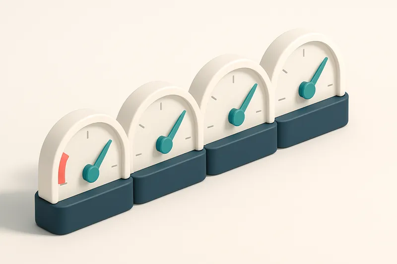 a row of four gauges indicating validation levels