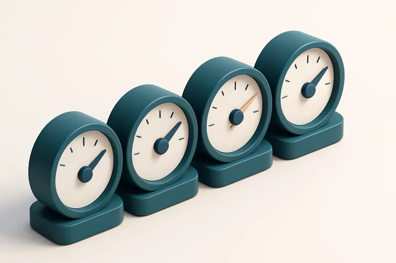 a row of four gauge dials, each showing a different status: green (valid), red (invalid), yellow (risky), blue (catch-al
