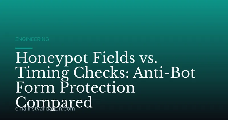 Honeypot Fields vs. Timing Checks: Anti-Bot Form Protection Compared