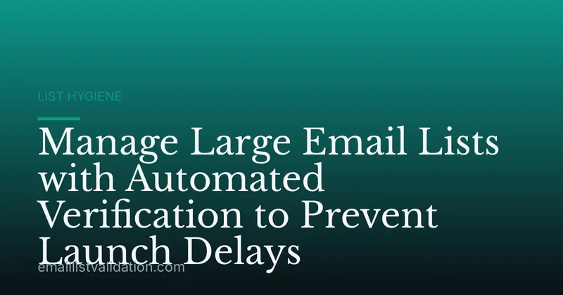 Manage Large Email Lists with Automated Verification to Prevent Launch Delays