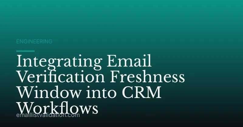 Integrating Email Verification Freshness Window into CRM Workflows