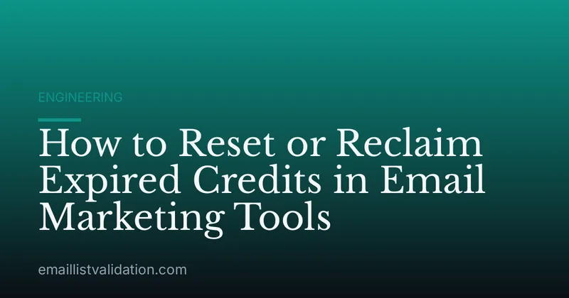 How to Reset or Reclaim Expired Credits in Email Marketing Tools