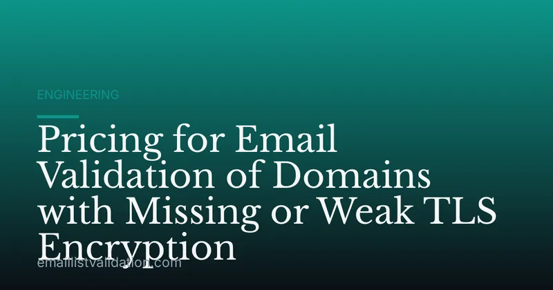 Pricing for Email Validation of Domains with Missing or Weak TLS Encryption