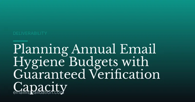 Planning Annual Email Hygiene Budgets with Guaranteed Verification Capacity