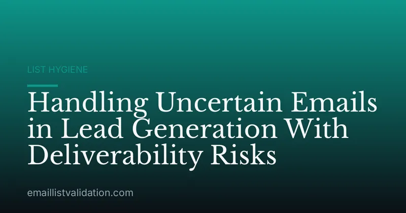 Handling Uncertain Emails in Lead Generation With Deliverability Risks
