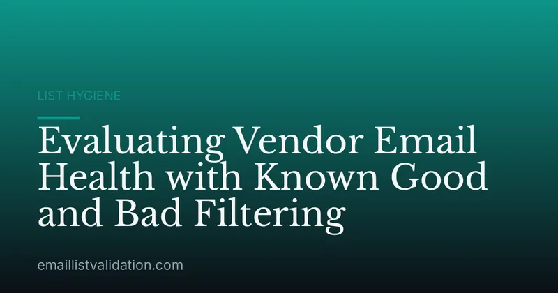 Evaluating Vendor Email Health with Known Good and Bad Filtering