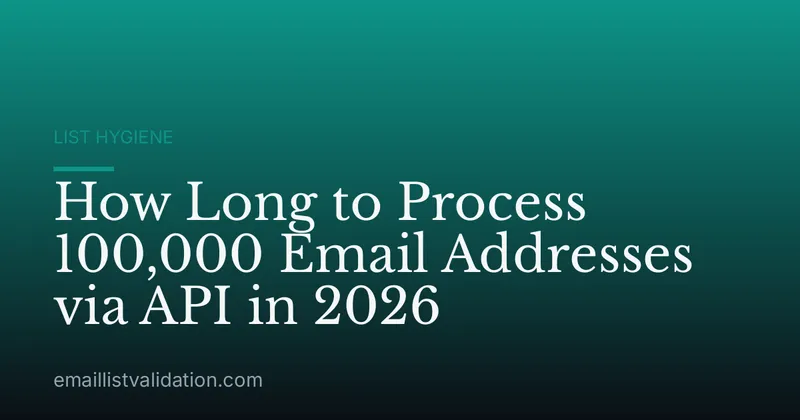 How Long to Process 100,000 Email Addresses via API in 2026
