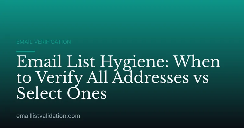 Email List Hygiene: When to Verify All Addresses vs Select Ones