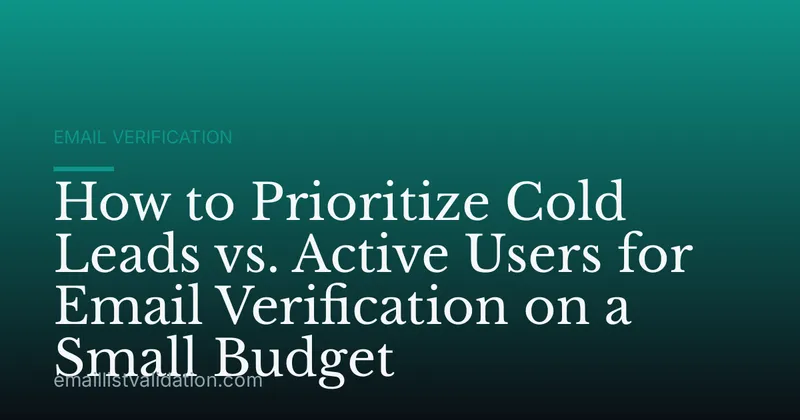 How to Prioritize Cold Leads vs. Active Users for Email Verification on a Small Budget