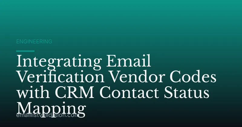 Integrating Email Verification Vendor Codes with CRM Contact Status Mapping
