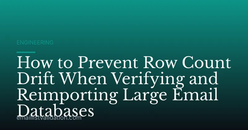 How to Prevent Row Count Drift When Verifying and Reimporting Large Email Databases
