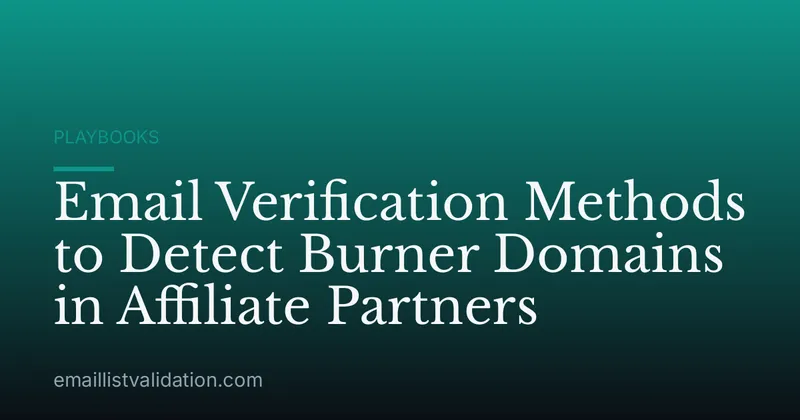 Email Verification Methods to Detect Burner Domains in Affiliate Partners