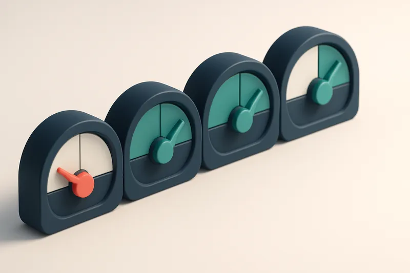 a row of four gauges showing engagement levels, one at 0%