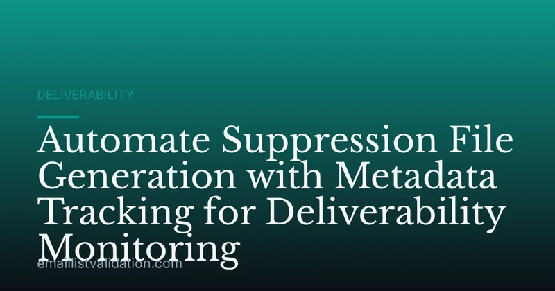 Automate Suppression File Generation with Metadata Tracking for Deliverability Monitoring
