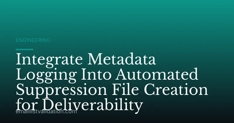 Integrate Metadata Logging Into Automated Suppression File Creation for Deliverability