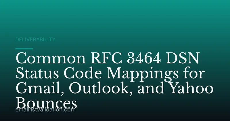 Common RFC 3464 DSN Status Code Mappings for Gmail, Outlook, and Yahoo Bounces