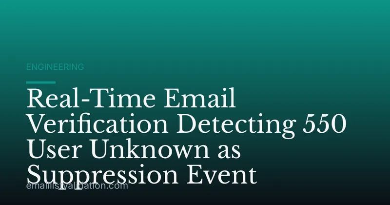 Real-Time Email Verification Detecting 550 User Unknown as Suppression Event