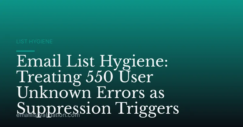 Email List Hygiene: Treating 550 User Unknown Errors as Suppression Triggers