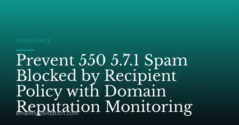 Prevent 550 5.7.1 Spam Blocked by Recipient Policy with Domain Reputation Monitoring