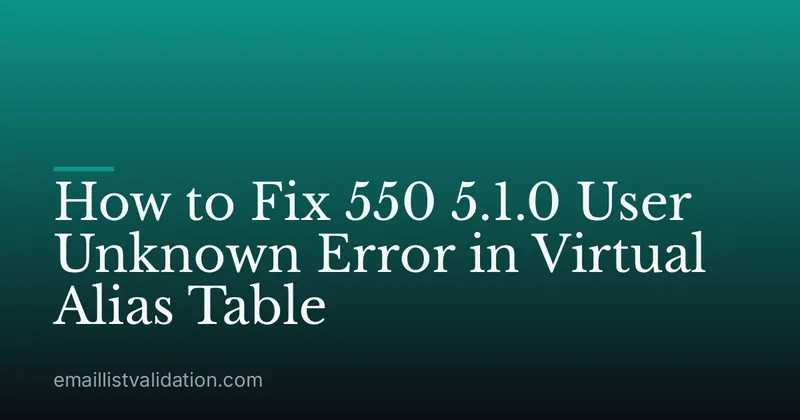How to Fix 550 5.1.0 User Unknown Error in Virtual Alias Table