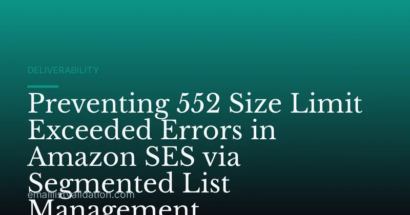 Preventing 552 Size Limit Exceeded Errors in Amazon SES via Segmented List Management