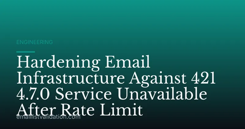 Hardening Email Infrastructure Against 421 4.7.0 Service Unavailable After Rate Limit