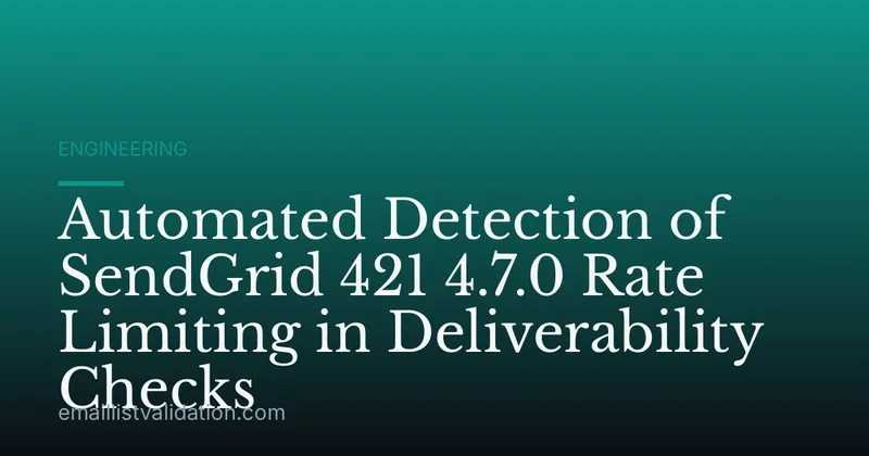 Automated Detection of SendGrid 421 4.7.0 Rate Limiting in Deliverability Checks