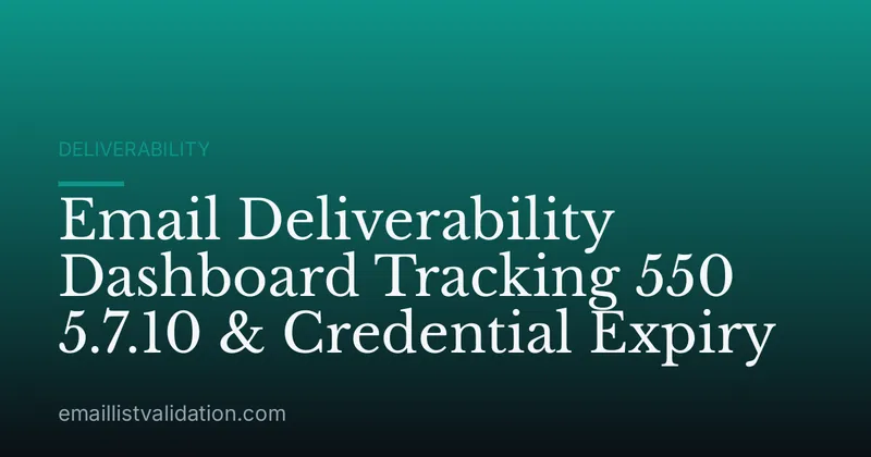 Email Deliverability Dashboard Tracking 550 5.7.10 & Credential Expiry