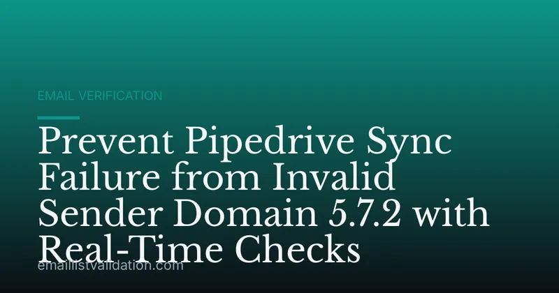 Prevent Pipedrive Sync Failure from Invalid Sender Domain 5.7.2 with Real-Time Checks