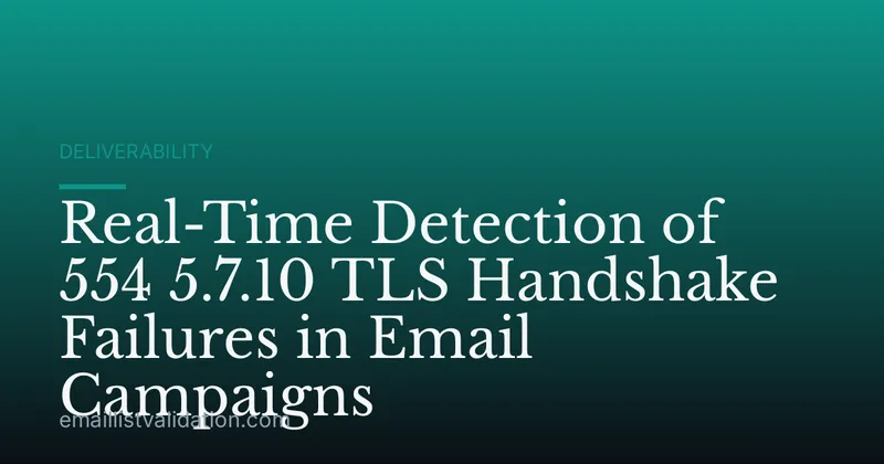 Real-Time Detection of 554 5.7.10 TLS Handshake Failures in Email Campaigns