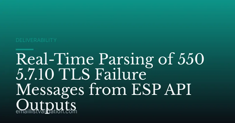 Real-Time Parsing of 550 5.7.10 TLS Failure Messages from ESP API Outputs