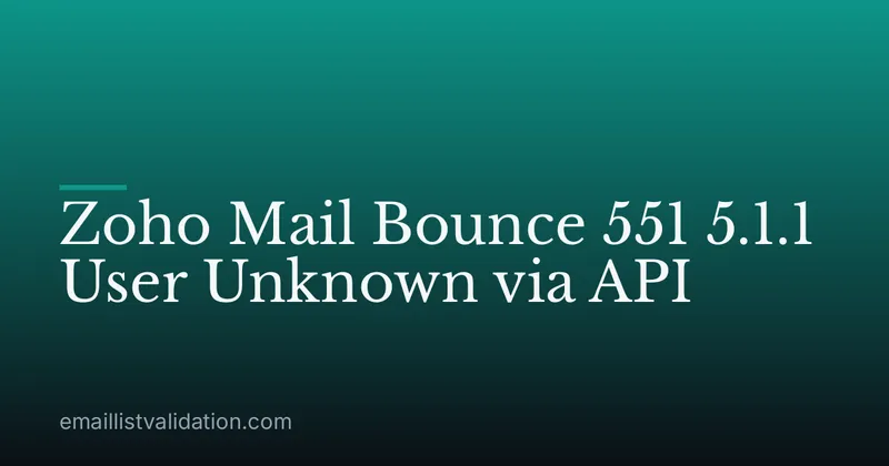Zoho Mail Bounce 551 5.1.1 User Unknown via API